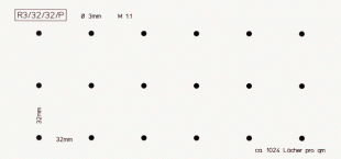 R3 / 32 / 32 / PØ 3 mmca. 1024 Löcher pro qmLochanteil: ca. 0,74%/qm