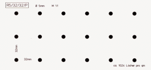 R5 / 32 / 32 / PØ 5 mmca. 1024 Löcher pro qmLochanteil: ca. 2,0%/qm